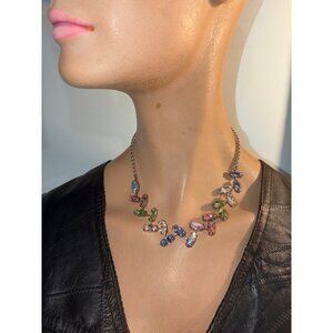 VGB Swarovski Crystal Princess Cut Multicolor Necklace With Silver-Tone Chain